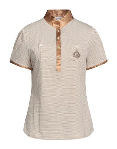 Shop Jeckerson Woman Polo Shirt Beige Size L Cotton