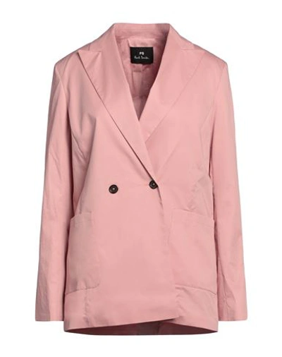 Shop Ps By Paul Smith Ps Paul Smith Woman Blazer Pastel Pink Size 6 Cotton, Elastane
