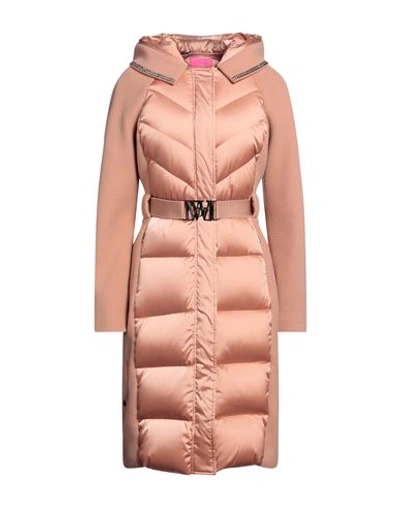 Shop Vdp Club Woman Puffer Apricot Size 6 Polyamide, Elastane, Virgin Wool In Orange