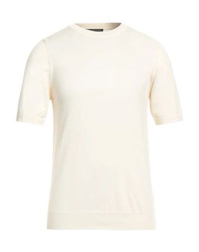 Shop Daniele Alessandrini Man Sweater Ivory Size 36 Cotton In White