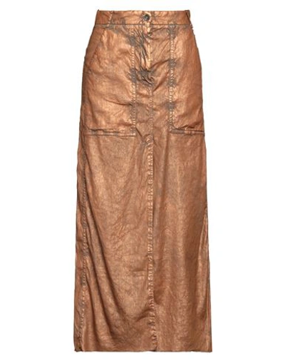 Shop Masnada Woman Maxi Skirt Bronze Size 6 Linen, Viscose, Elastane In Yellow