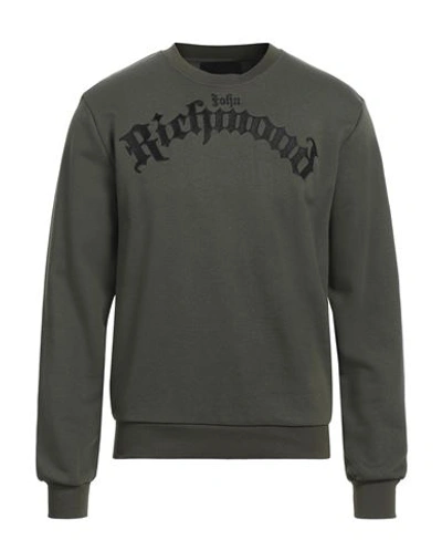 Shop John Richmond Man Sweatshirt Military Green Size Xxl Cotton, Polyester