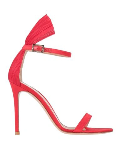 Shop Gianvito Rossi Woman Sandals Red Size 8 Textile Fibers