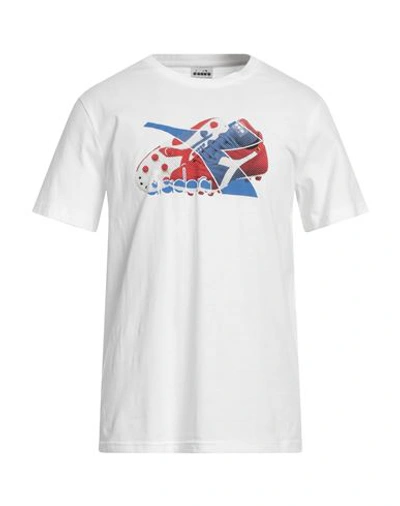 Shop Diadora Man T-shirt White Size M Cotton