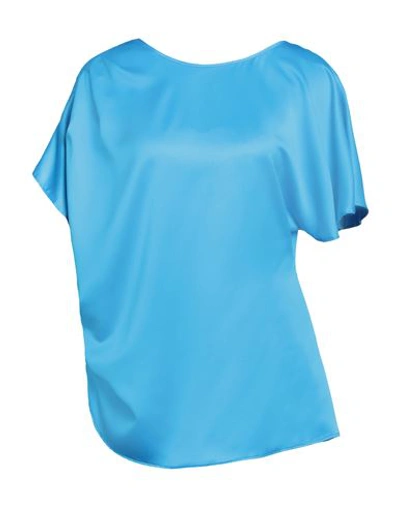 Shop Manila Grace Woman Top Azure Size 8 Polyester In Blue
