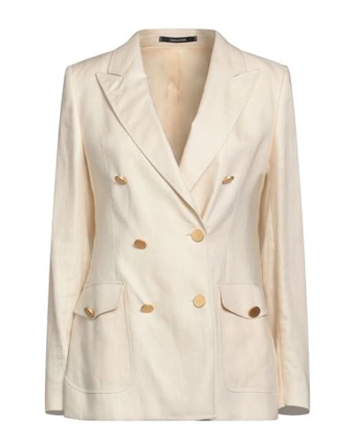 Shop Tagliatore 02-05 Woman Blazer Ivory Size 4 Linen In White