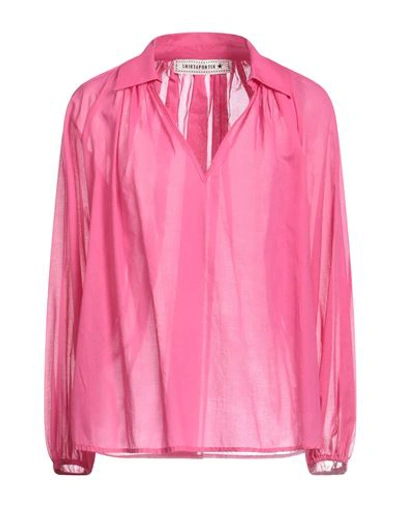 Shop Shirtaporter Woman Top Fuchsia Size 8 Cotton In Pink
