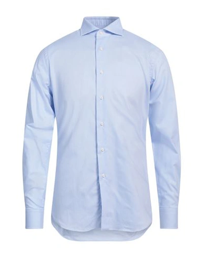 Grigio Man Shirt Light Blue Size 15 Cotton In Blue