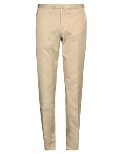 Shop Isaia Man Pants Beige Size 42 Cotton