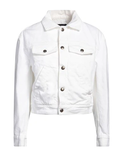 Shop Ann Demeulemeester Woman Denim Outerwear White Size 12 Cotton