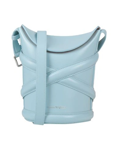 Shop Alexander Mcqueen Woman Cross-body Bag Sky Blue Size - Calfskin