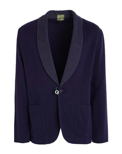 Shop Lardini Man Blazer Dark Purple Size L Cotton, Linen