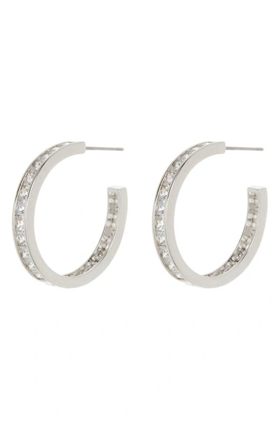 Shop Nordstrom Cubic Zirconia Hoop Earrings In Clear- Silver