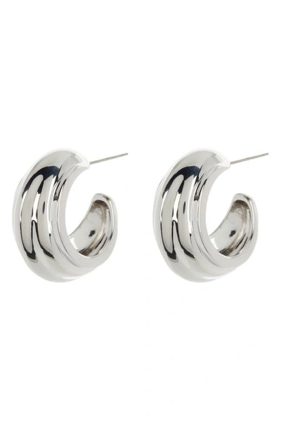 Shop Nordstrom Ridged Hoop Earrings In Rhodium