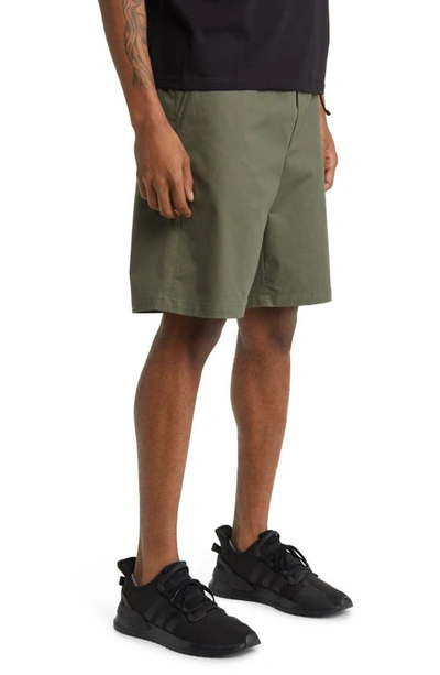 Caterpillar Belted Cotton Shorts In Green Bean
