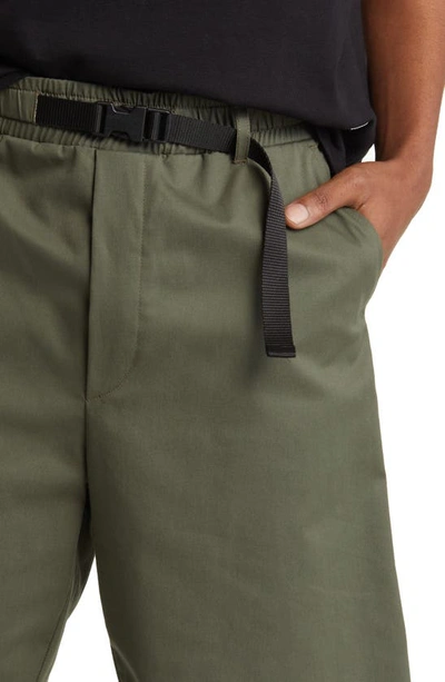 Caterpillar Belted Cotton Shorts In Green Bean