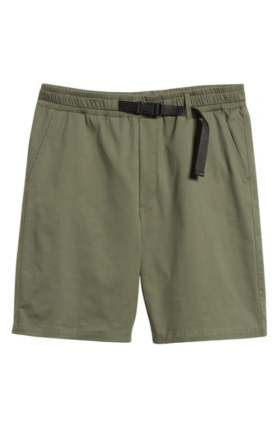 Caterpillar Belted Cotton Shorts In Green Bean