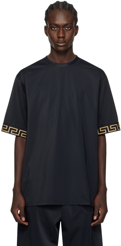 Shop Versace Black Trésor De La Mer T-shirt In A80g-black Gold Gree