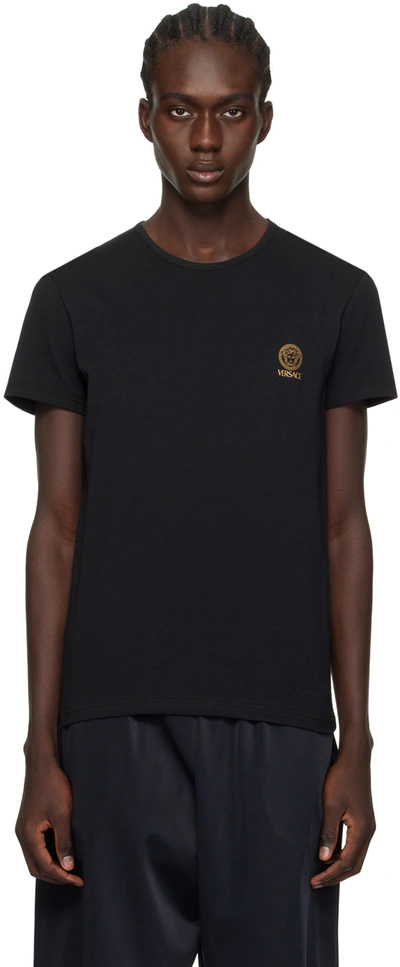 Shop Versace Black Medusa T-shirt In A1008-black