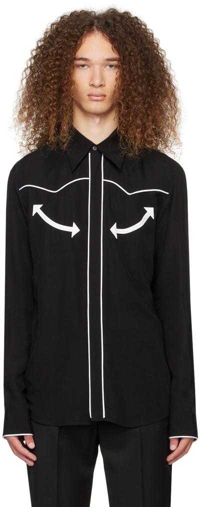 Shop Balmain Black Button Shirt In Eab Noir/blanc