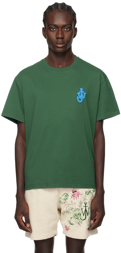 Shop Jw Anderson Green Anchor Patch T-shirt In Racing Green 567