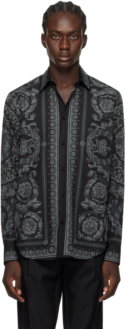 Shop Versace Black Barocco Shirt In 5bc10-black
