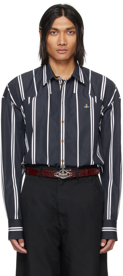 Shop Vivienne Westwood Black Striped Shirt In 233-w00l9-o104pi