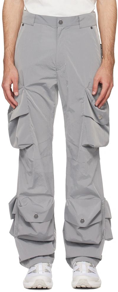 Shop Ouat Gray Channel Cargo Pants In Silver