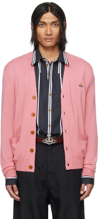 Shop Vivienne Westwood Pink Y-neck Cardigan In 233-y0006-g401