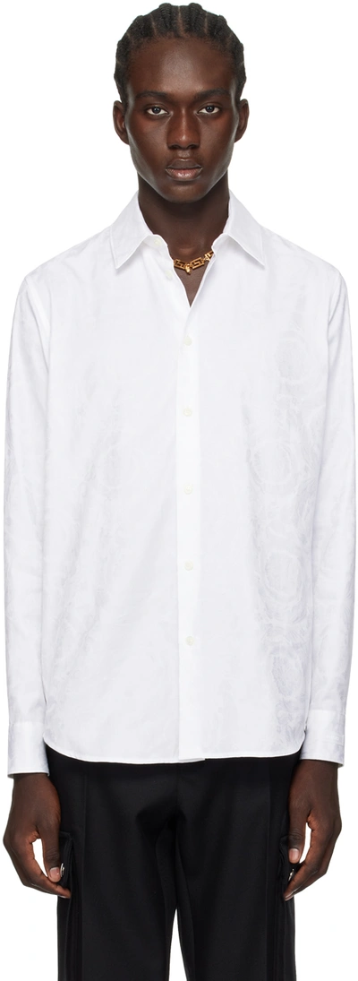 Shop Versace White Barocco Shirt In Optical White