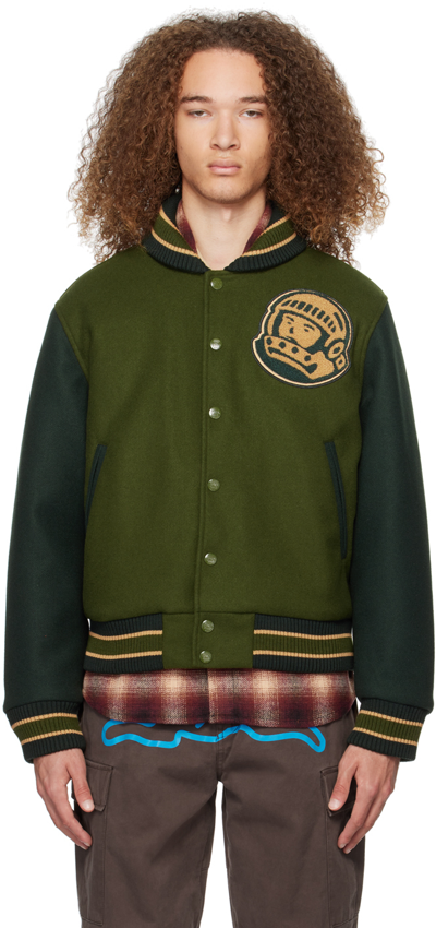 Shop Billionaire Boys Club Green Astro Varsity Bomber Jacket