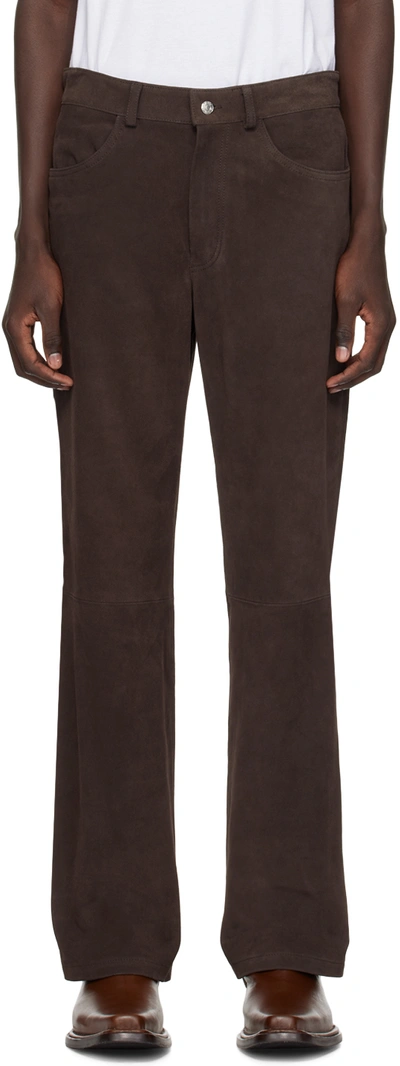Shop Second / Layer Brown Patch Leather Trousers