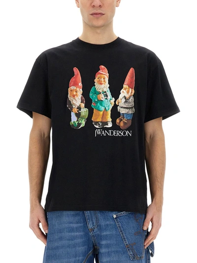 Shop Jw Anderson J.w. Anderson "gnome Trio" T-shirt In Black