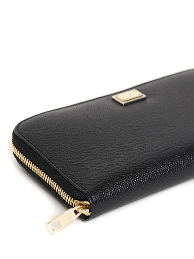 Shop Dolce & Gabbana Zip Around Leather Wallet In Black