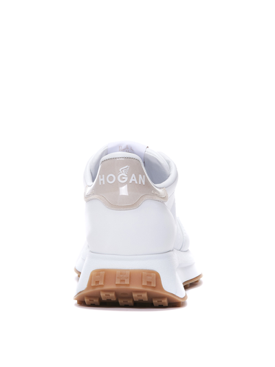 Shop Hogan Leather And Fabric Sneakers In White