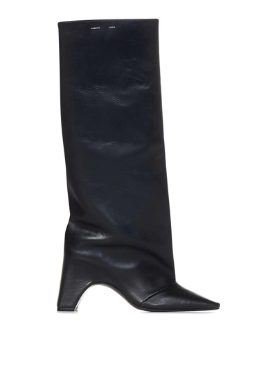 Shop Coperni Leather Knee-high Boots In Negro