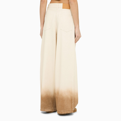 Shop Alanui Wide Ivory Denim Trousers