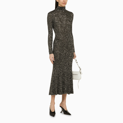 Shop Balenciaga Black And Silver Dress With Sequins