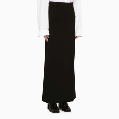 Shop Balenciaga Black Wool Long Skirt