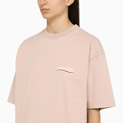 Shop Balenciaga Light Pink Cotton Political Campaign T Shirt