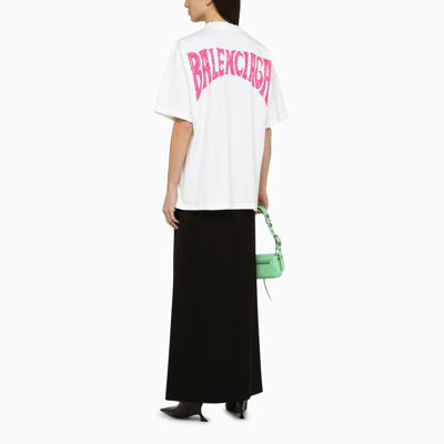 Shop Balenciaga White Crew Neck T Shirt With Print