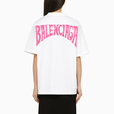 Shop Balenciaga White Crew Neck T Shirt With Print