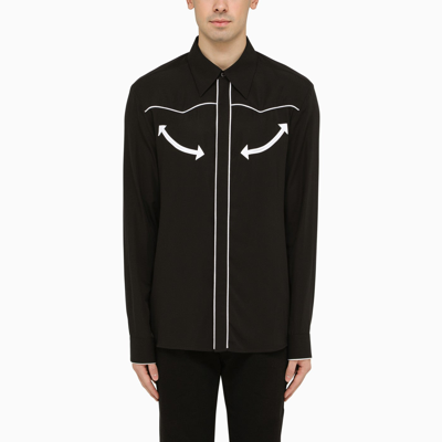 Shop Balmain Black Shirt With Contrasting Arrows