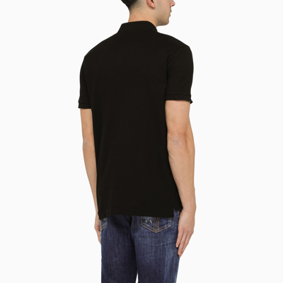 Shop Dsquared2 Black Short Sleeved Polo Shirt With Logo Embroidery