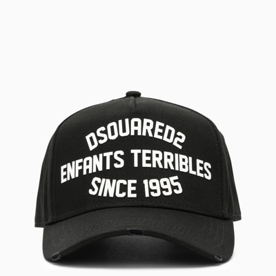 Shop Dsquared2 Black Visor Hat With Logo Inscription