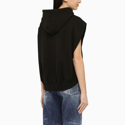 Shop Dsquared2 Black Sleeveless Cotton Sweatshirt With Logo