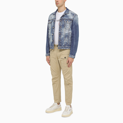 Shop Dsquared2 Navy Jeans Jacket With Tears