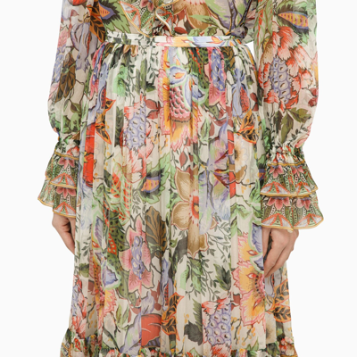 Shop Etro Multicoloured Long Silk Skirt