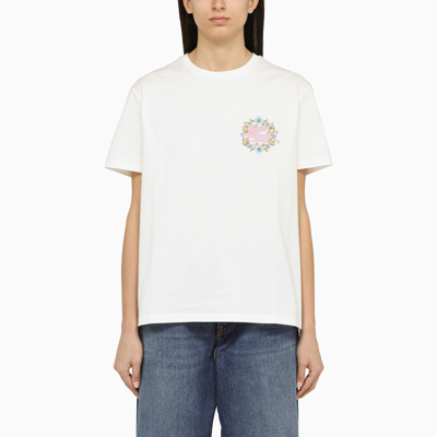 Shop Etro White Crew Neck T Shirt With Logo In Cotton