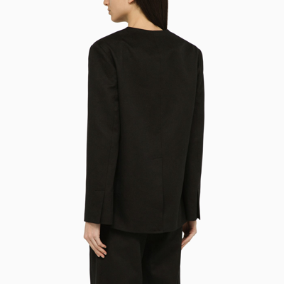 Loulou Studio Double-breasted Collarless Jacket In Linen-blend